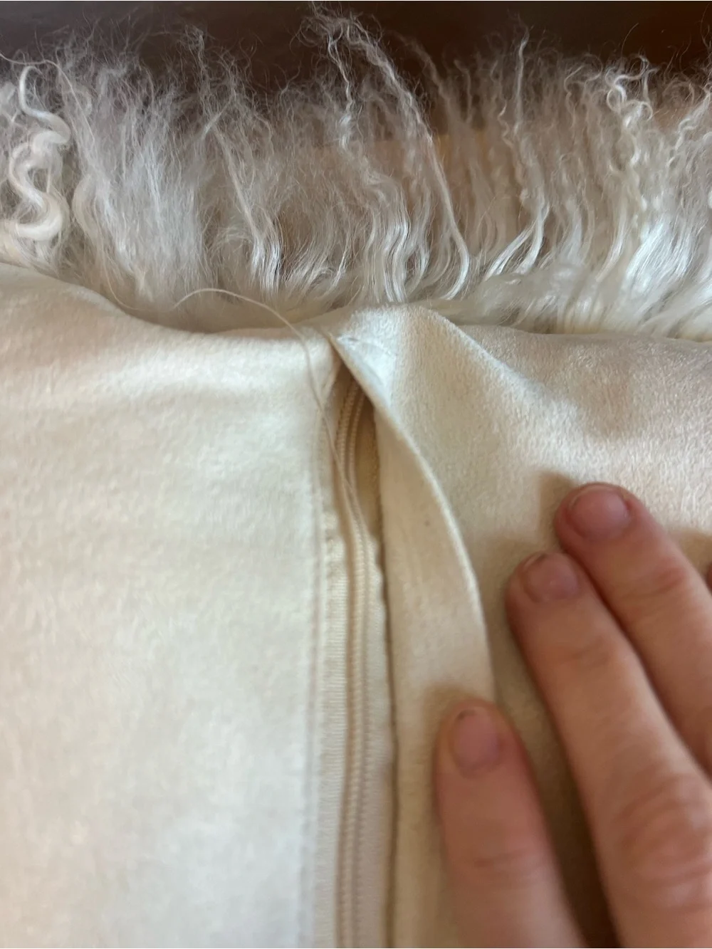 Vintage White Mongolian Lamb Fur Pillow Cover | Icelandic Sheepskin Style Boho